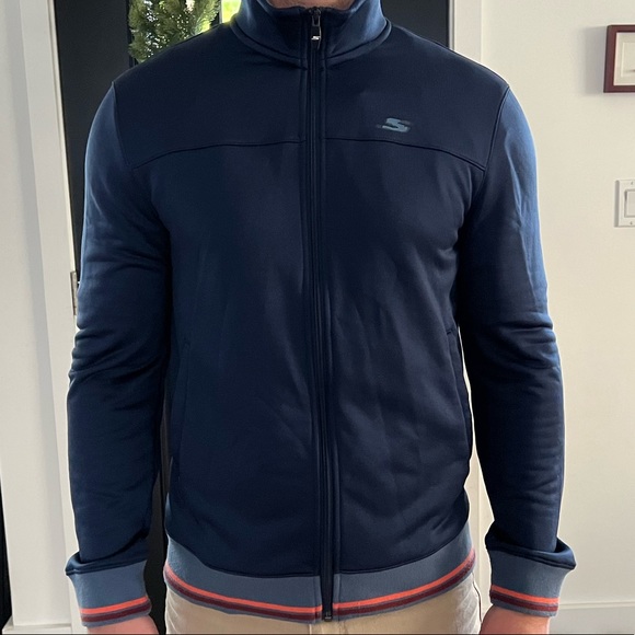 Men’s Skechers navy blue zip up jacket retro style - Picture 1 of 4